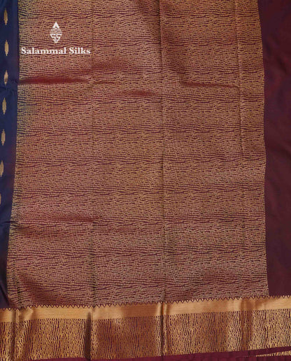 Beautiful Light Lavender Zari Butta Semi Silk Saree With Contrast Maroon Fancy Border