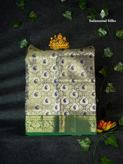 Semi Silk Pattu Pavadai (Olive Violet) With Parrot Green Blouse 18"