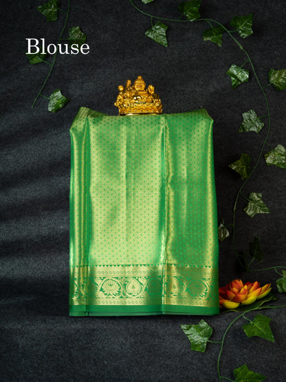 Semi Silk Pattu Pavadai (Olive Violet) With Parrot Green Blouse 18"