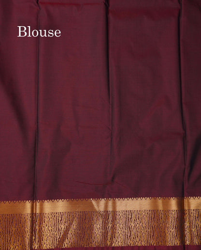 Beautiful Light Lavender Zari Butta Semi Silk Saree With Contrast Maroon Fancy Border