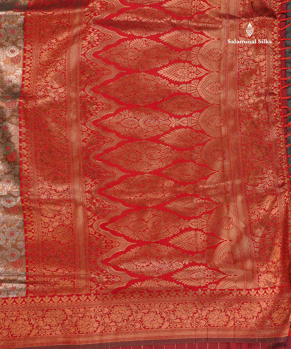 Semi Tussar Saree - Copper Colour Body Tissue With Contrast Maroon Fancy Border
