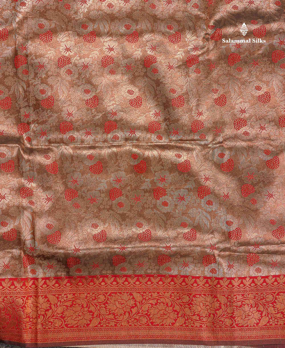 Semi Tussar Saree - Copper Colour Body Tissue With Contrast Maroon Fancy Border