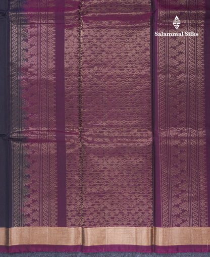 Beautiful Dark Navy Blue SICO Cotton Saree With Contrast Magenta Blouse