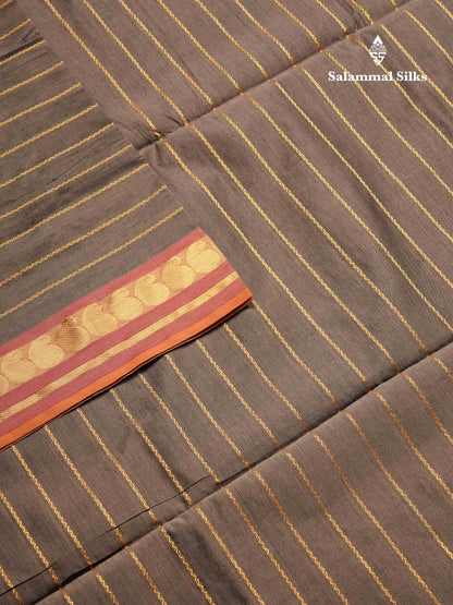 Beautiful Elephant Grey Semi Silk Cotton Saree With Contrast Maroon Blouse