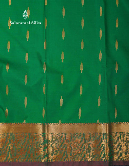 Beautiful Light Lavender Zari Butta Semi Silk Saree With Contrast Maroon Fancy Border