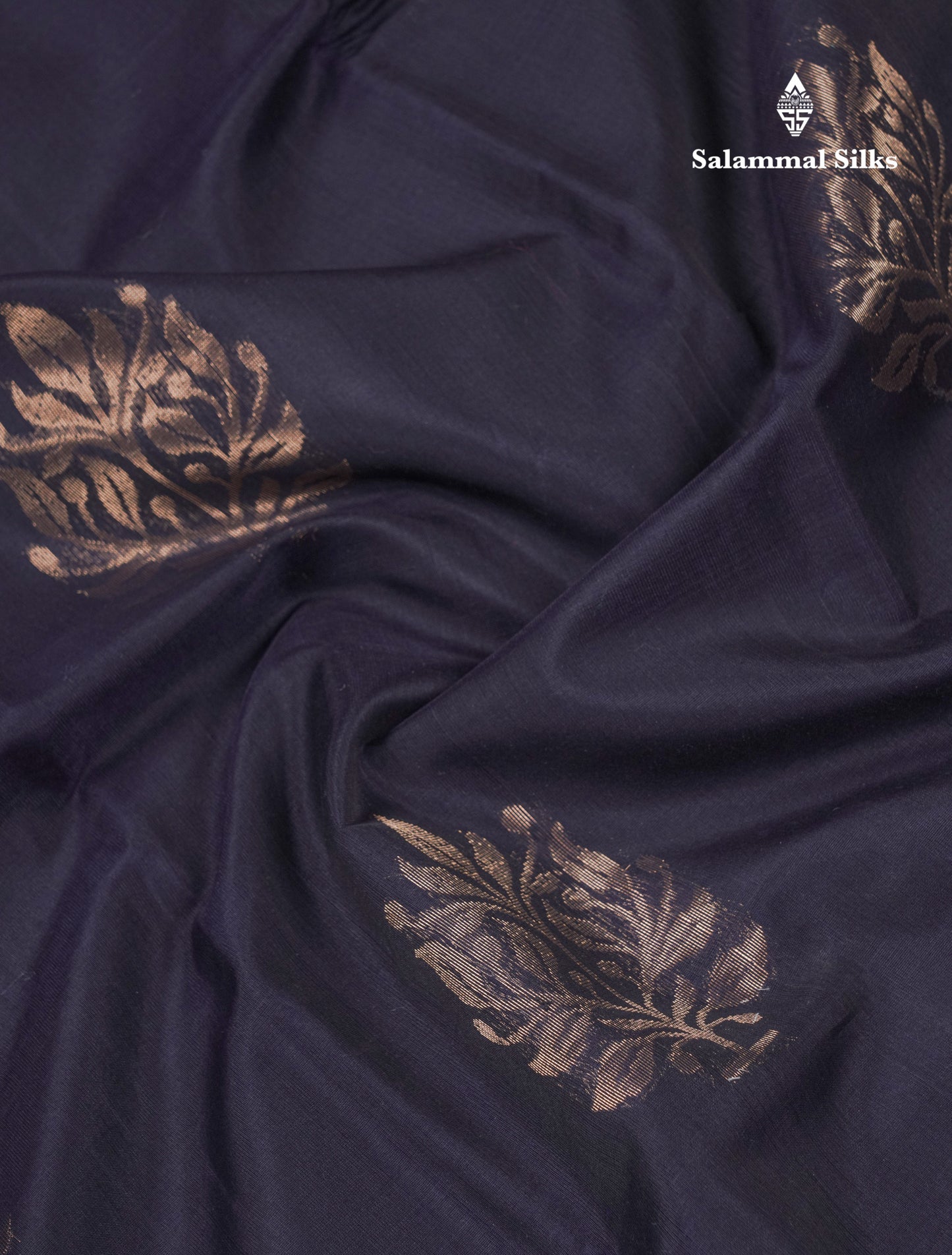 Beautiful Dark Navy Blue SICO Cotton Saree With Contrast Magenta Blouse