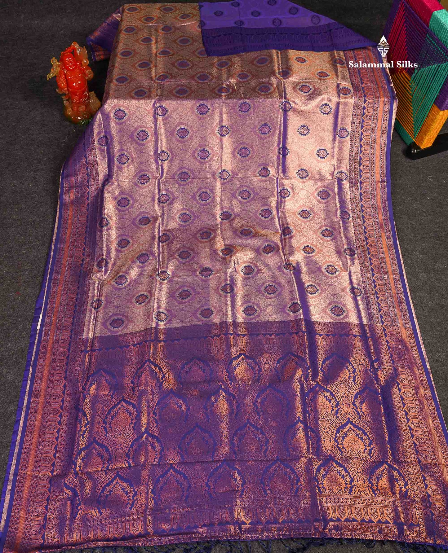 Semi Tussar Saree - Light Lavender Colour Body Tissue With Contrast Violet Fancy Border