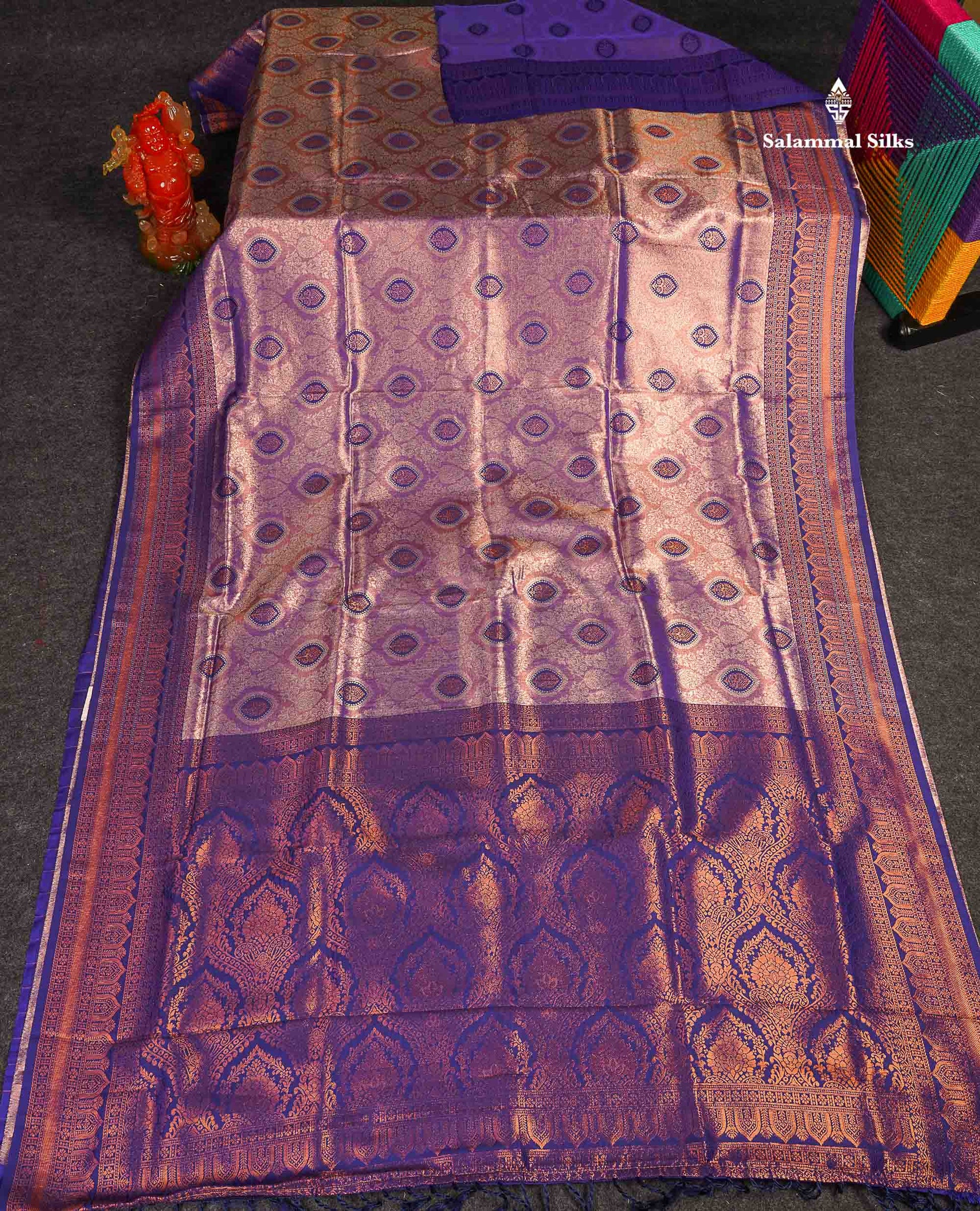 Semi Tussar Saree - Light Lavender Colour Body Tissue With Contrast Violet Fancy Border