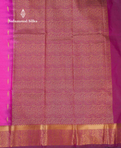 Beautiful Light Lavender Zari Butta Semi Silk Saree With Contrast Maroon Fancy Border