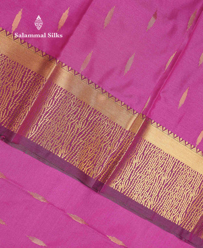 Beautiful Light Lavender Zari Butta Semi Silk Saree With Contrast Maroon Fancy Border