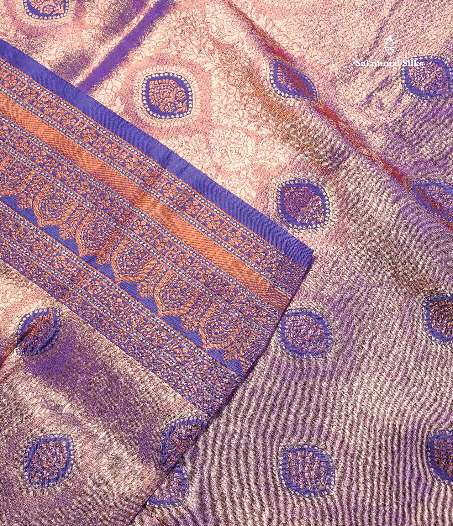 Semi Tussar Saree - Light Lavender Colour Body Tissue With Contrast Violet Fancy Border