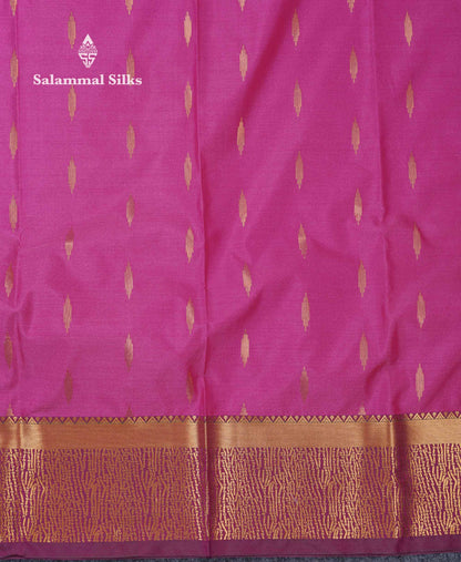 Beautiful Light Lavender Zari Butta Semi Silk Saree With Contrast Maroon Fancy Border