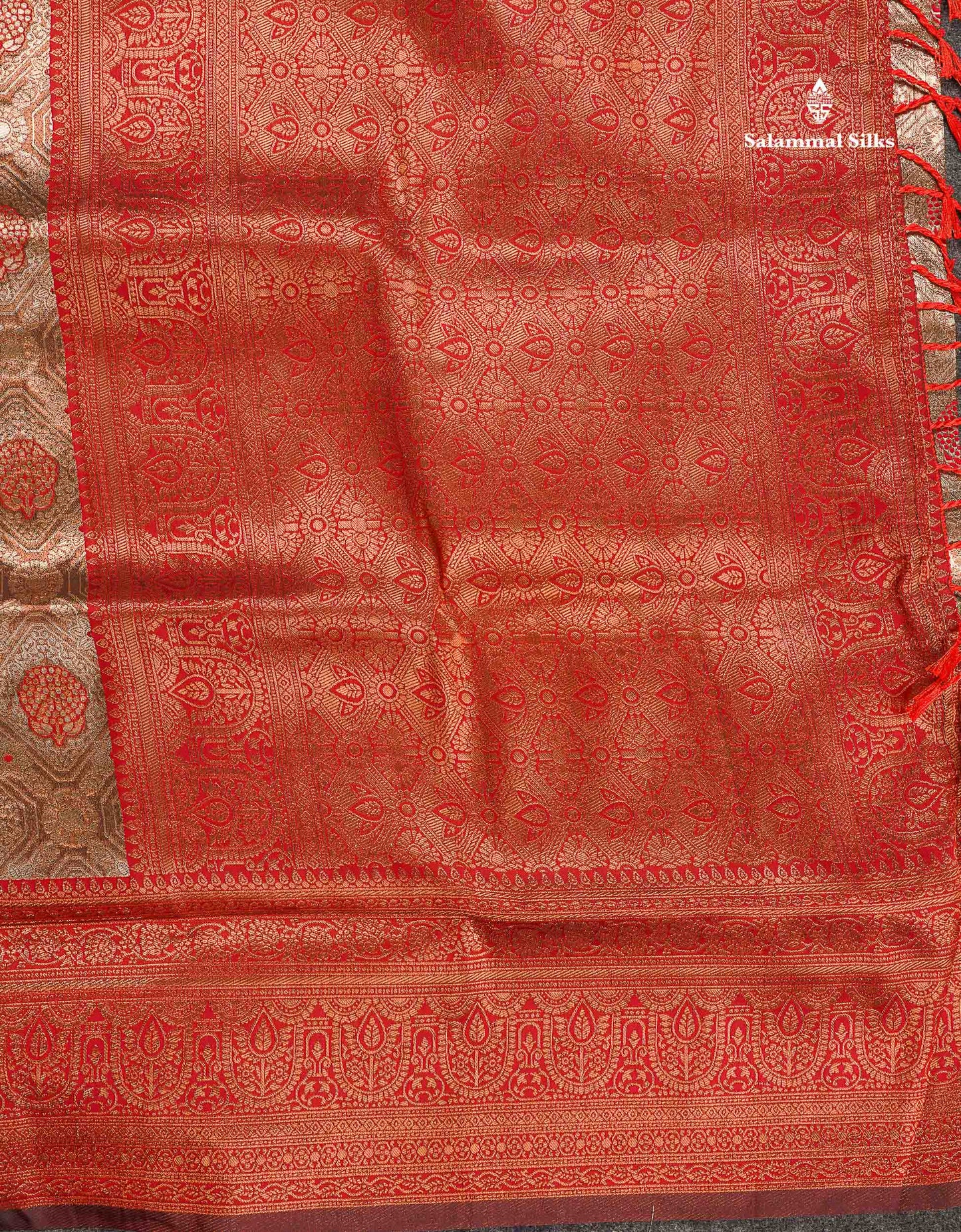 Semi Tussar Saree - Copper Colour Body Tissue With Contrast Maroon Fancy Border