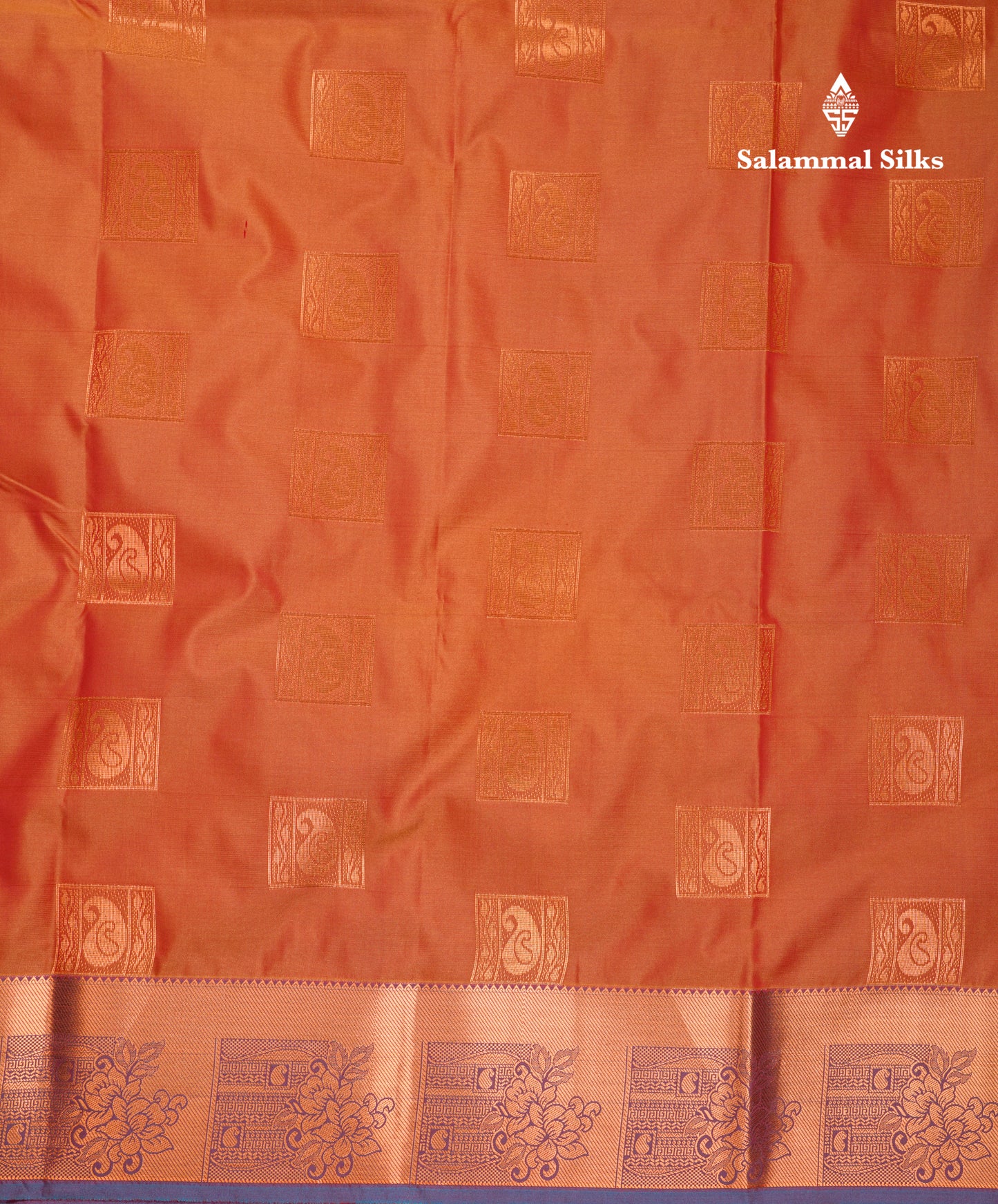 Beautiful Rust Orange Semi Silk Saree With Contrast Sapphire Green Blouse