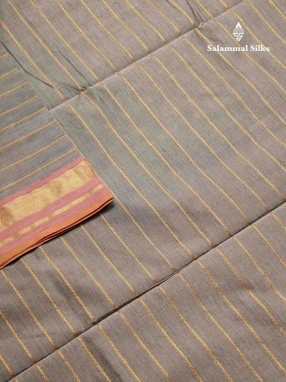 Beautiful Elephant Grey Semi Silk Cotton Saree With Contrast Maroon Blouse