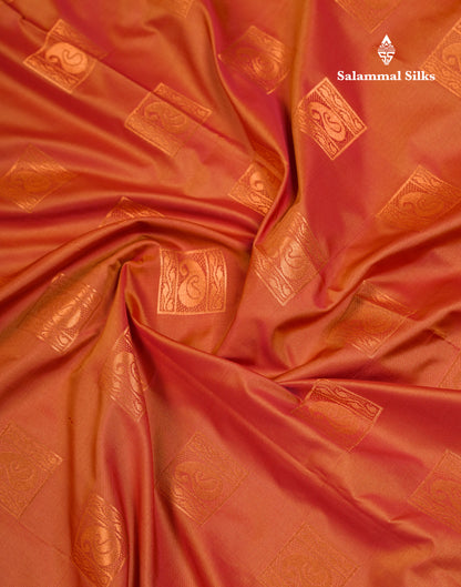 Beautiful Rust Orange Semi Silk Saree With Contrast Sapphire Green Blouse