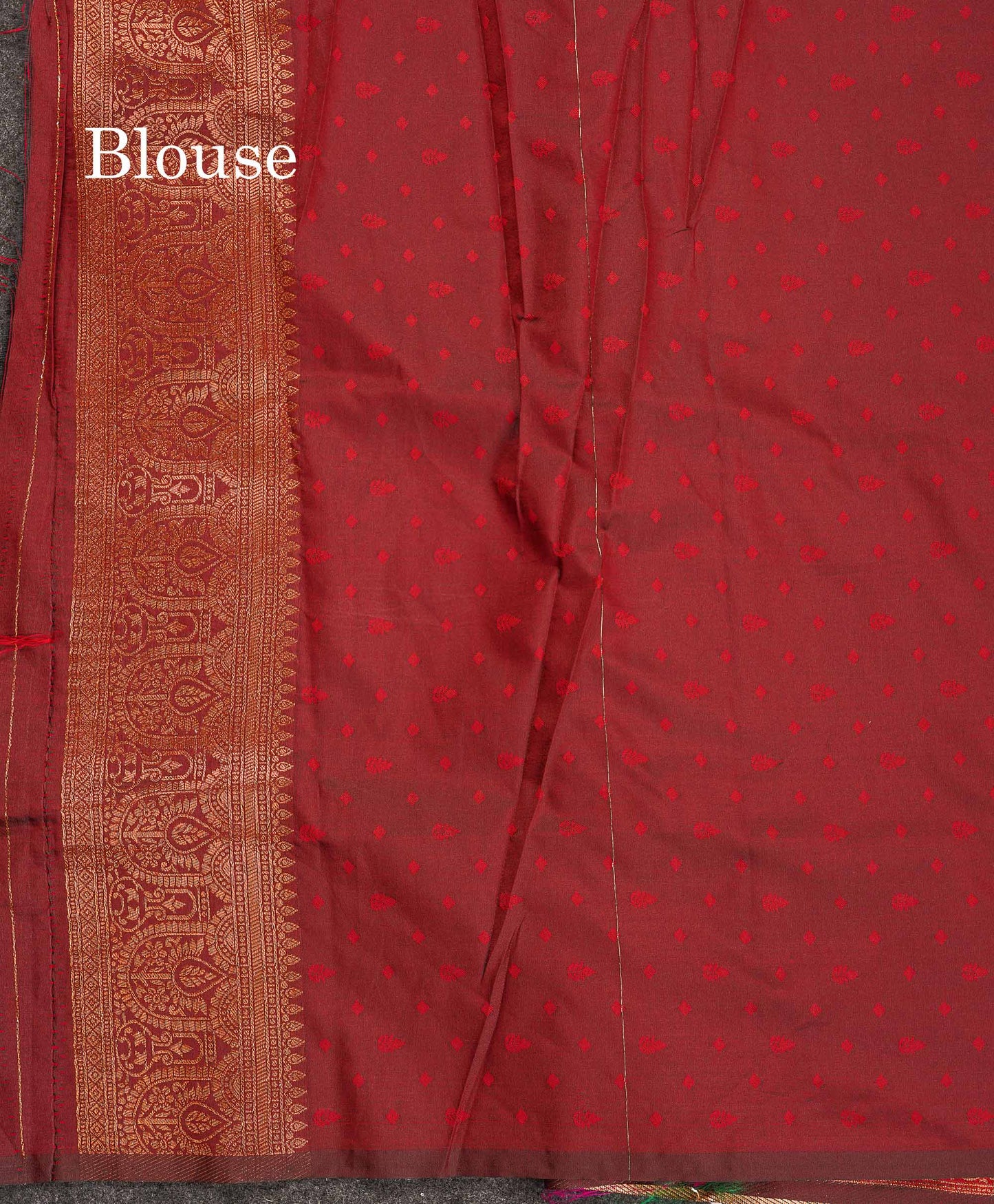 Semi Tussar Saree - Copper Colour Body Tissue With Contrast Maroon Fancy Border