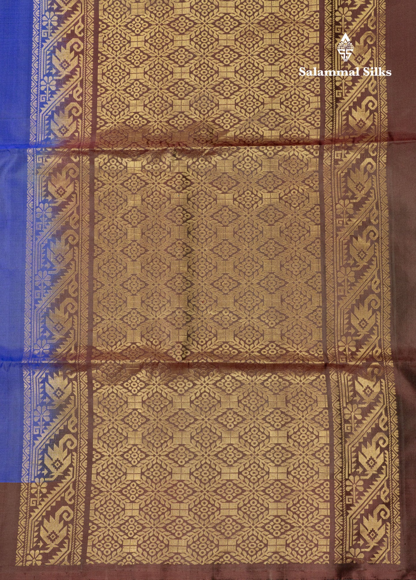 Beautiful Dual Tone Navy Blue Pure Soft Silk Saree With Contrast Dark Brown Border
