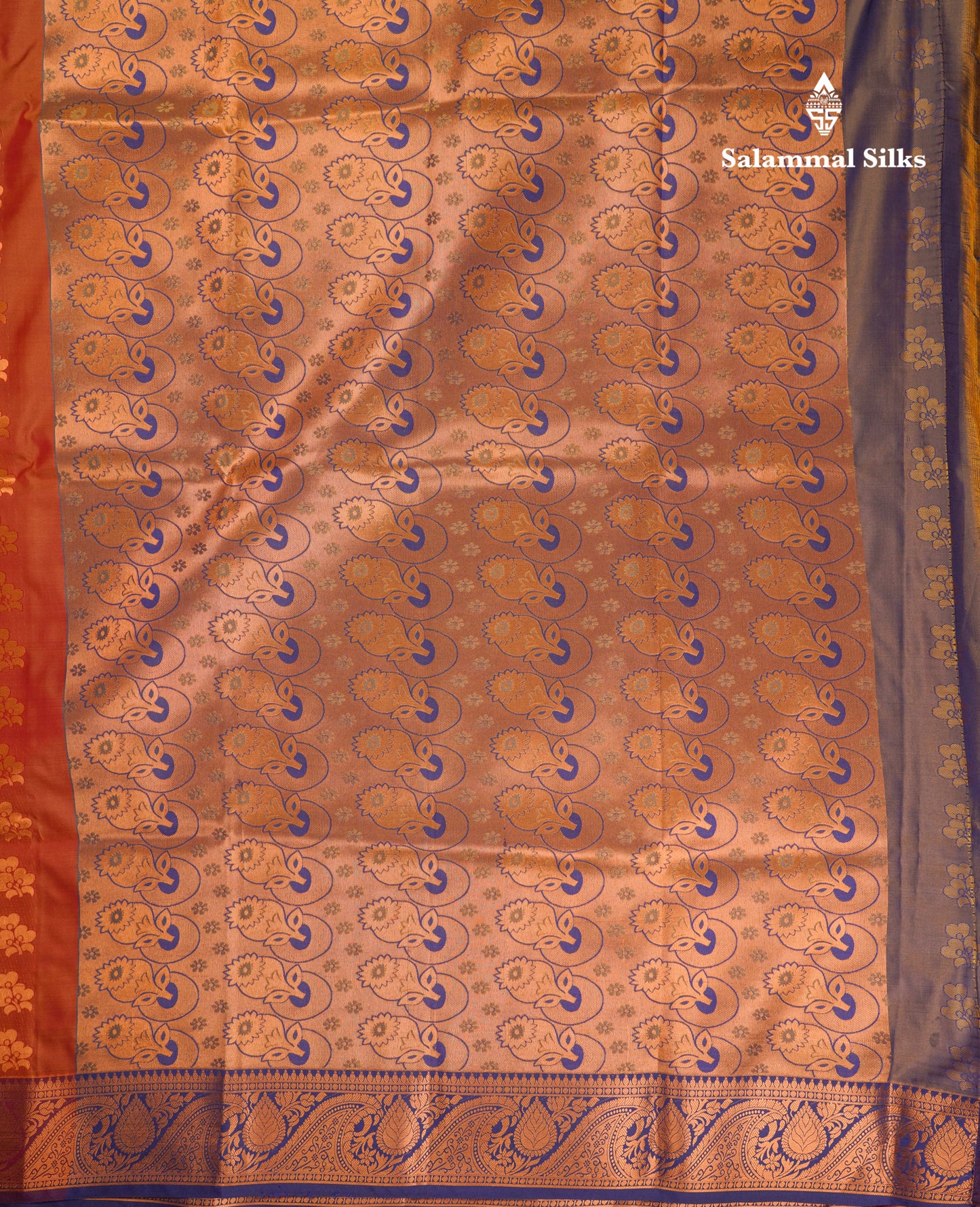 Beautiful Rust Orange Semi Silk Saree With Contrast Magenta Traditional Border