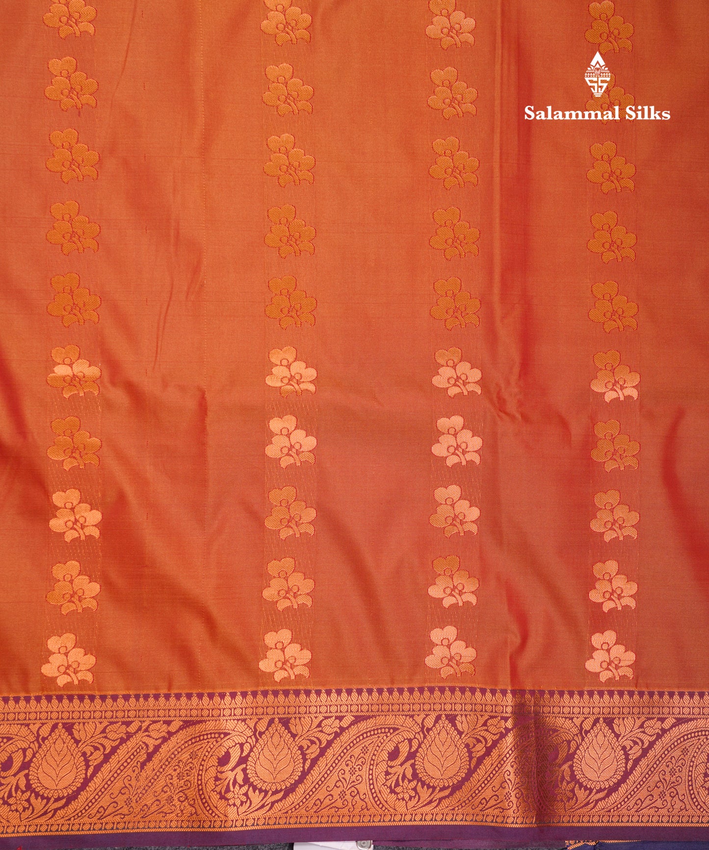 Beautiful Rust Orange Semi Silk Saree With Contrast Magenta Traditional Border