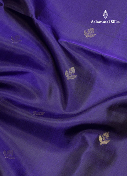 Beautiful Dual Tone Navy Blue Pure Soft Silk Saree With Contrast Dark Brown Border
