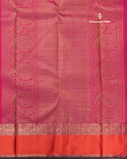 Kanjivaram Beautiful Violet 3G Pure Zari Checks Pure Silk Saree With Traditional Korvai Border