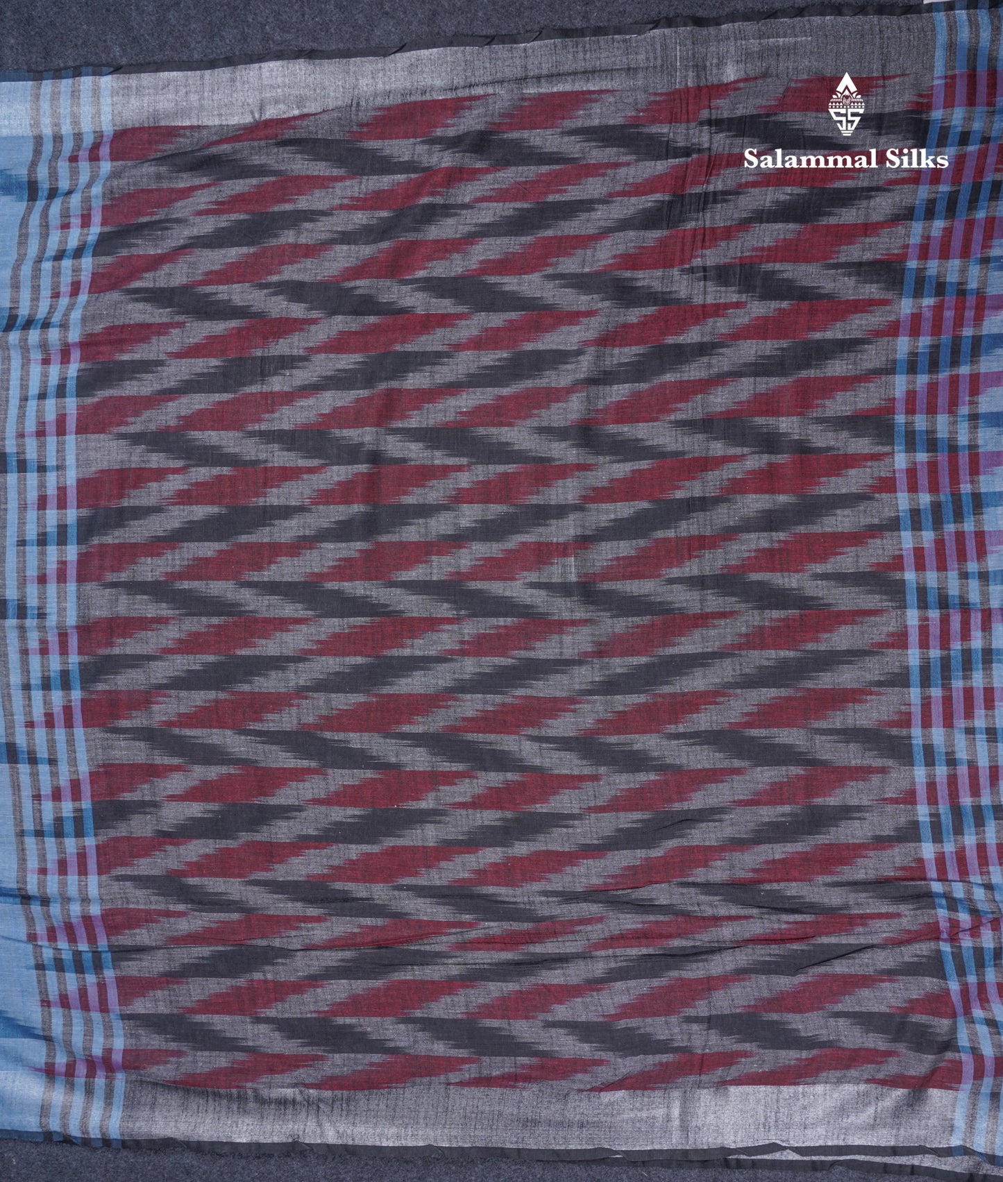 Light Blue Semi Linen Fancy Saree With Contrast Grey Blouse