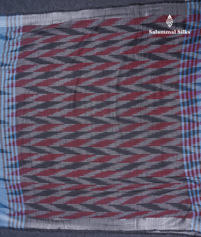 Light Blue Semi Linen Fancy Saree With Contrast Grey Blouse