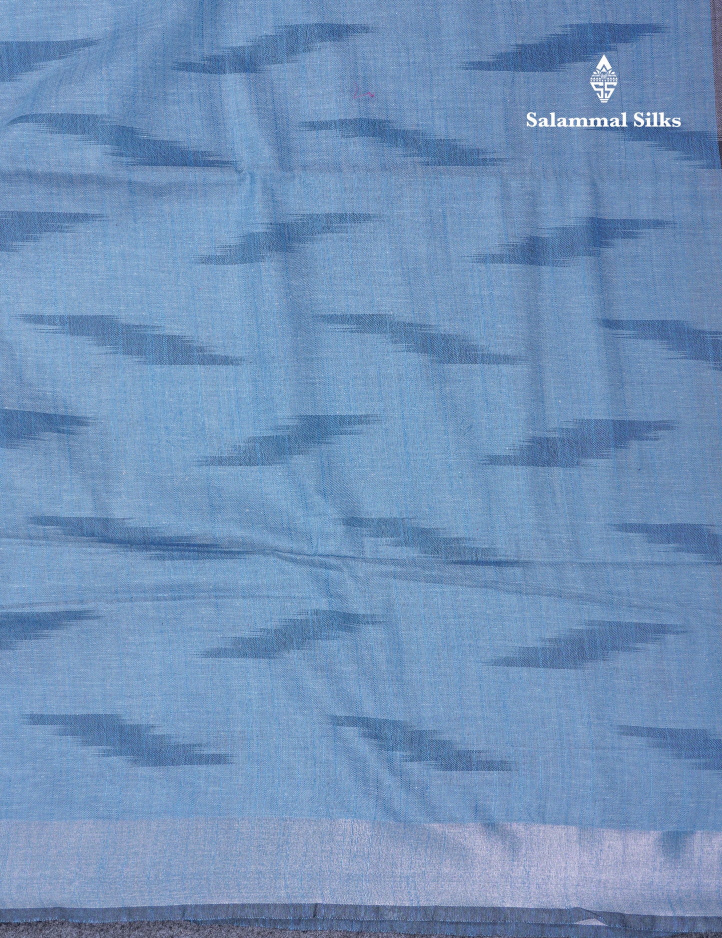 Light Blue Semi Linen Fancy Saree With Contrast Grey Blouse