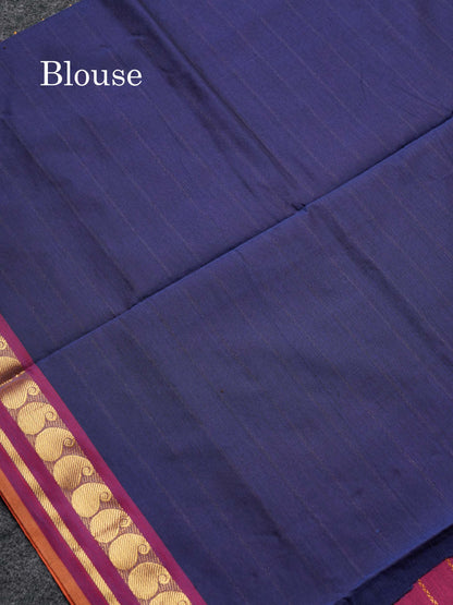 Beautiful Elephant Grey Semi Silk Cotton Saree With Contrast Maroon Blouse