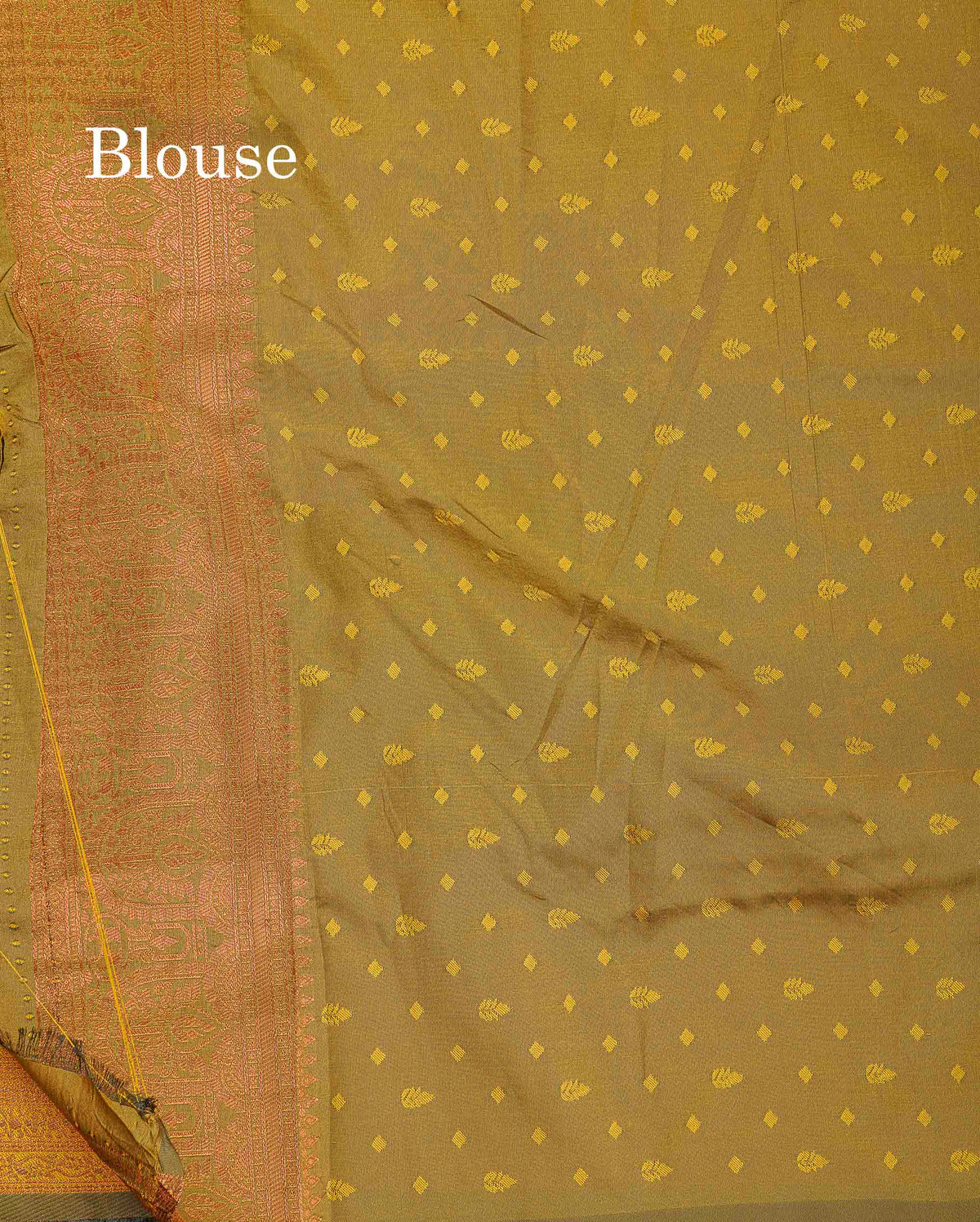 Semi Tussar Saree - Copper Colour Body Tissue With Contrast Mustard Yellow Fancy Border