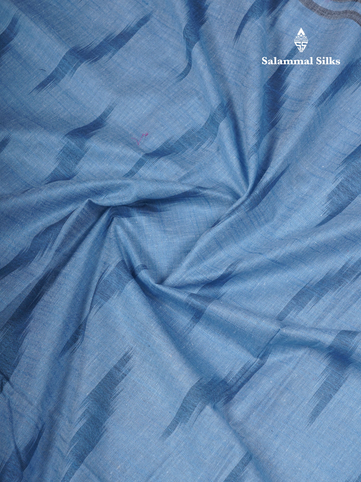 Light Blue Semi Linen Fancy Saree With Contrast Grey Blouse