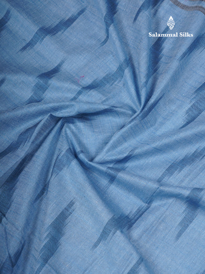 Light Blue Semi Linen Fancy Saree With Contrast Grey Blouse