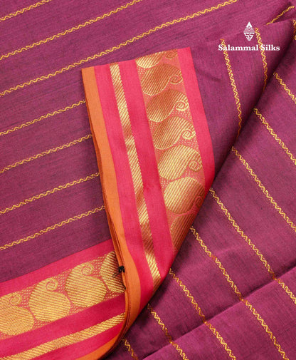 Beautiful Elephant Grey Semi Silk Cotton Saree With Contrast Maroon Blouse