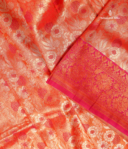 Semi Tussar Saree - Copper Colour Body Tissue With Contrast Maroon Fancy Border