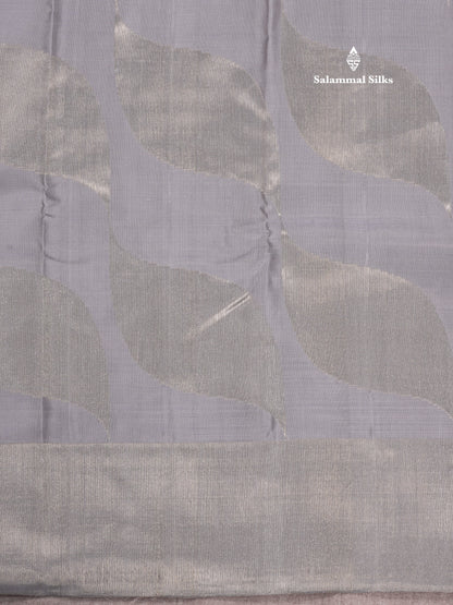 Bluish Grey Colour 8 Kol Kanjivaram Pure Silk Saree With Gold Zari Border