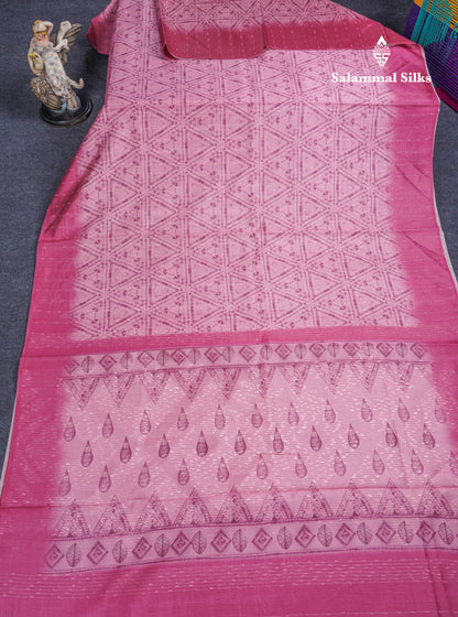 Elephant Grey Thread Work Printed Semi Tussar Fancy Saree With Contrast Grey Border