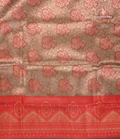 Semi Tussar Saree - Copper Colour Body Tissue With Contrast Maroon Fancy Border