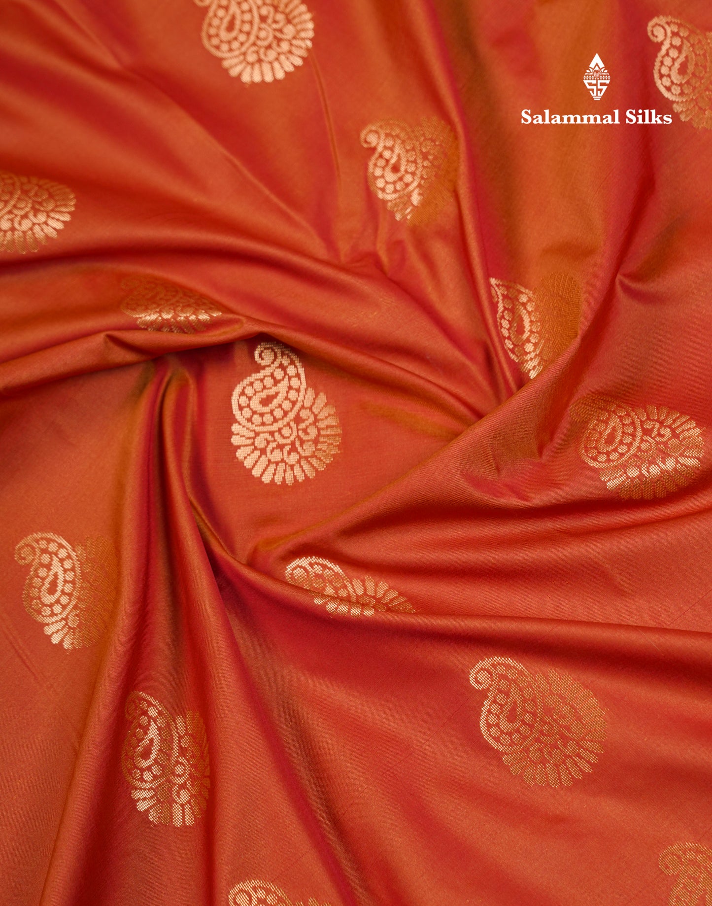 Beautiful Rust Orange Semi Silk Saree With Contrast Navy Blue Blouse