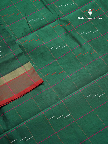 Beautiful Navy Blue Checks With Thread Butta Semi Silk Cotton Saree With Contrast Pink Blouse