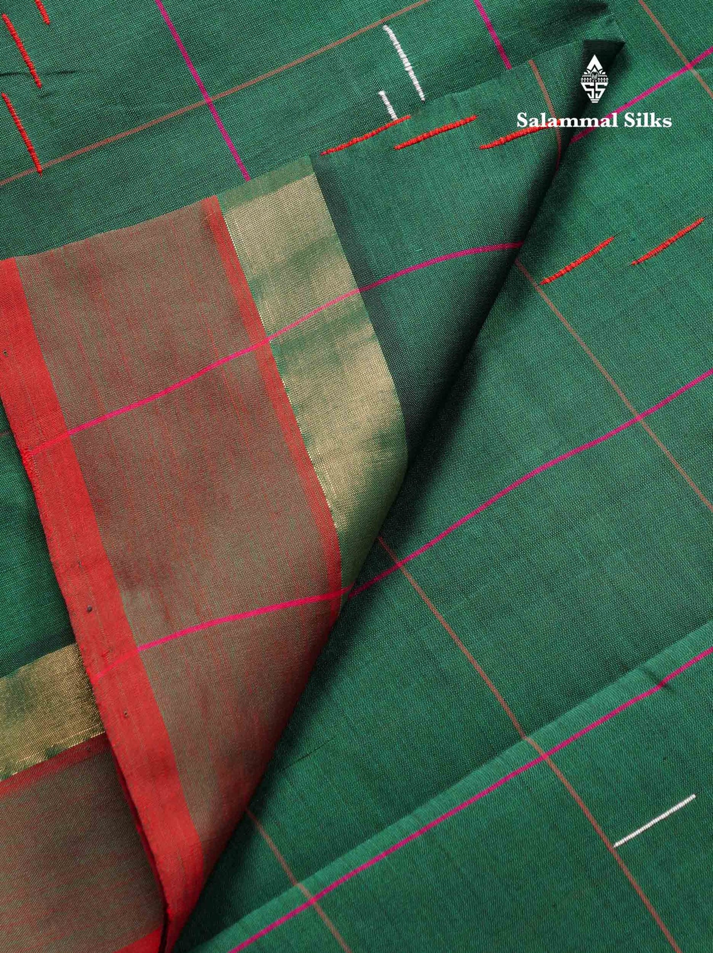 Beautiful Navy Blue Checks With Thread Butta Semi Silk Cotton Saree With Contrast Pink Blouse