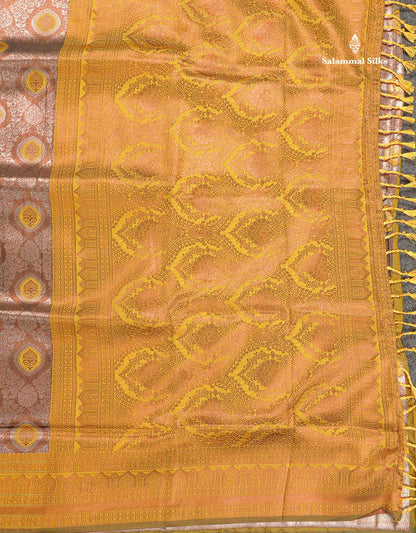 Semi Tussar Saree - Light Lavender Colour Body Tissue With Contrast Violet Fancy Border