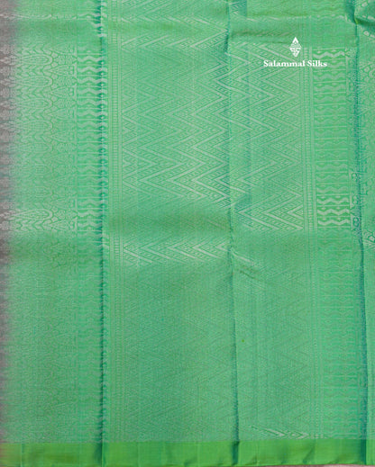 Kanjivaram Beautiful Maroon Fancy Pure Silk Saree With Contrast Rexona Green Blouse