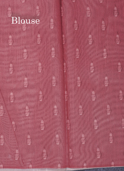 Elephant Grey Thread Work Printed Semi Tussar Fancy Saree With Contrast Grey Border