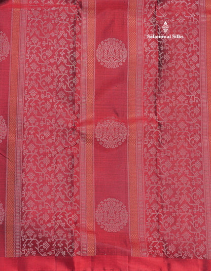 Kanjivaram Beautiful Maroon Fancy Pure Silk Saree With Contrast Rexona Green Blouse