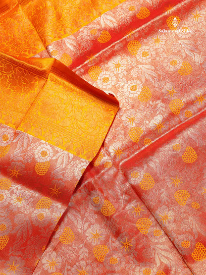Semi Tussar Saree - Copper Colour Body Tissue With Contrast Maroon Fancy Border