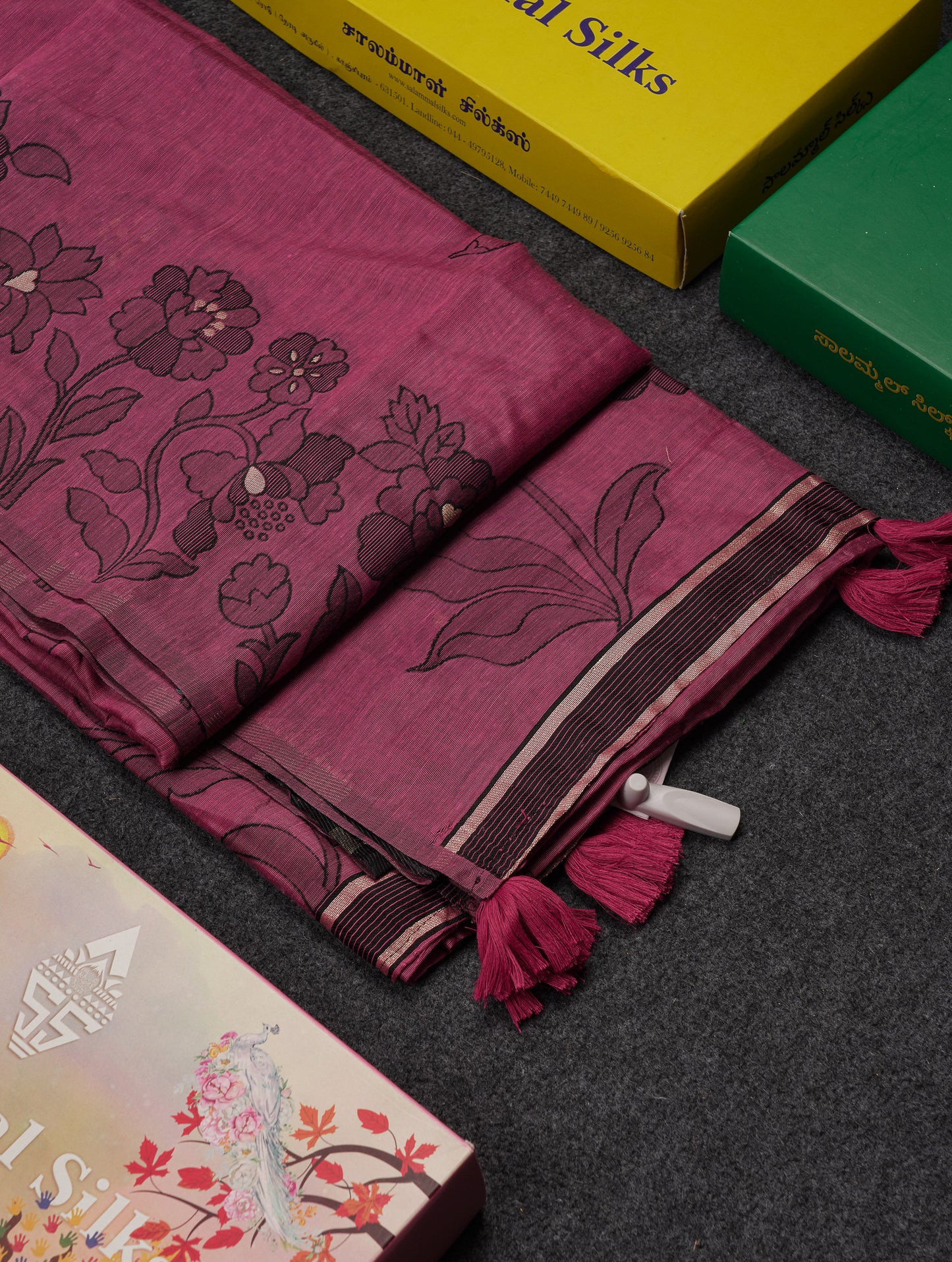 Beautiful Magenta Fancy Cotton Mix Saree With Blouse