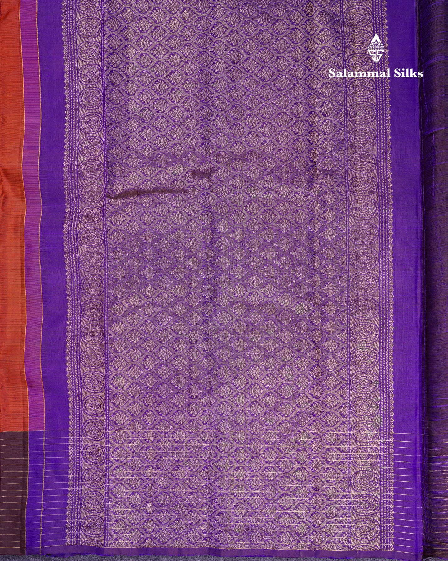 Beautiful Rust Orange Pure Kanjivaram Silk Saree With Contrast Dark Brown Traditional Border