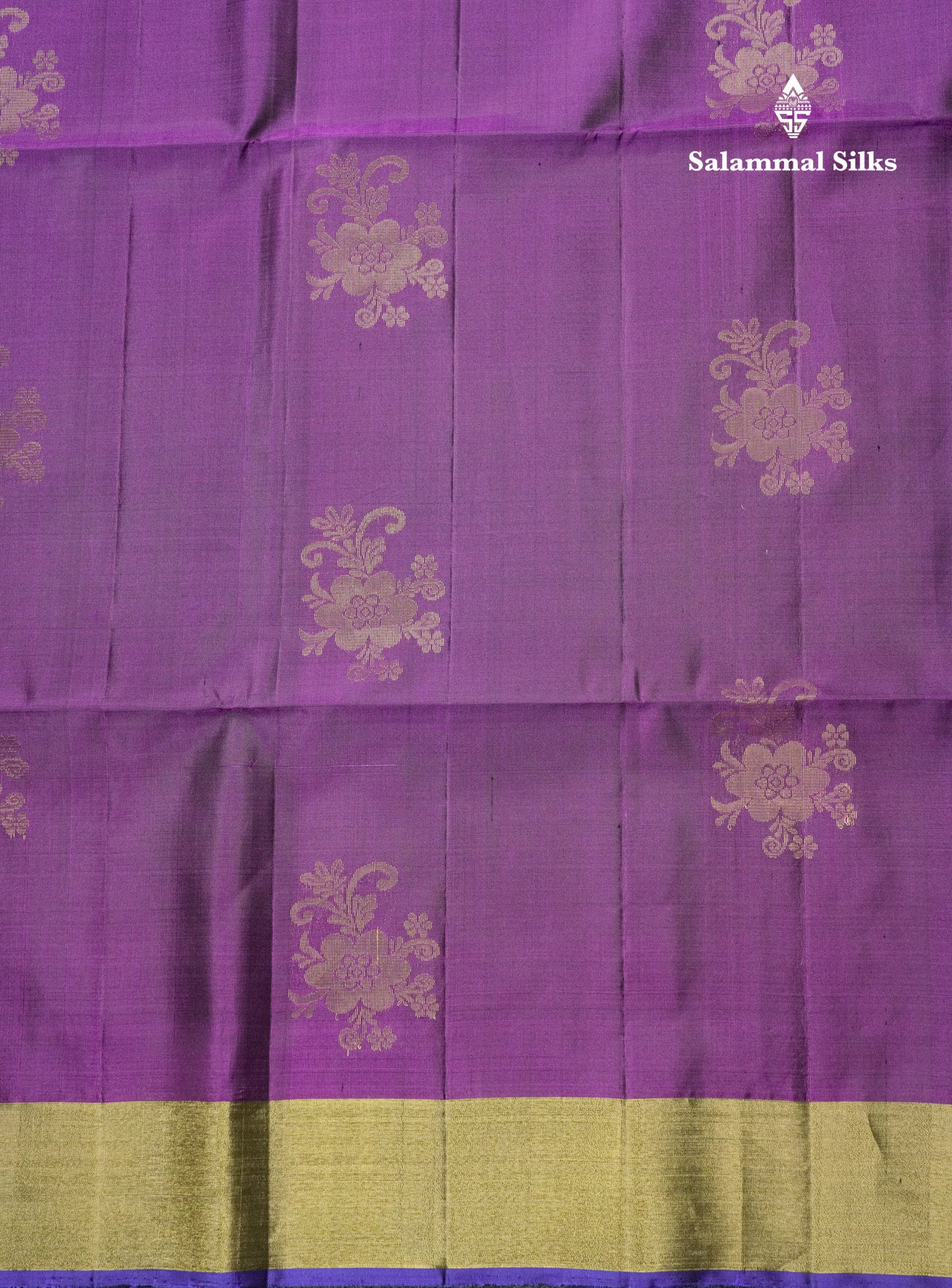 Beautiful Purple Pure Kanjivaram Soft Silk Saree With Contrast Royal Blue Blouse