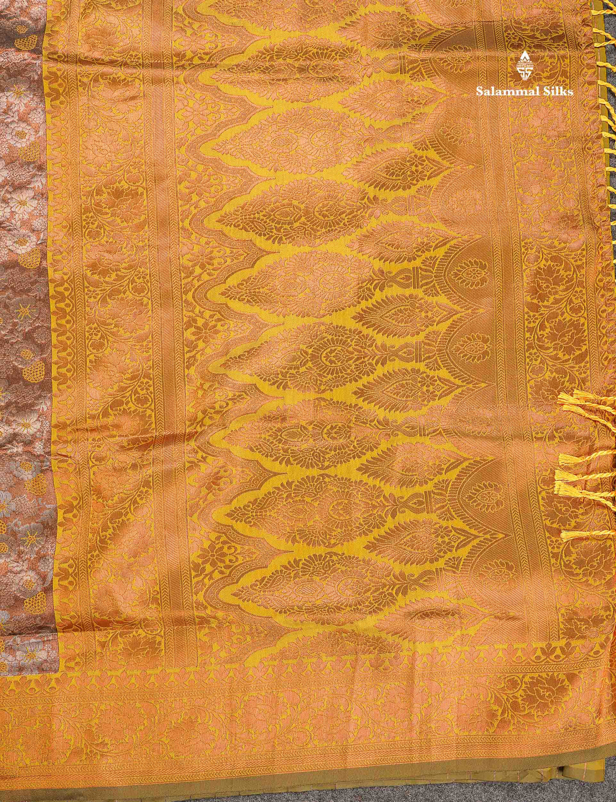 Semi Tussar Saree - Copper Colour Body Tissue With Contrast Maroon Fancy Border